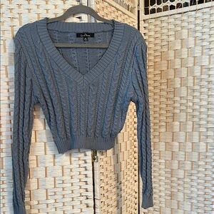 LOVE TREE Gray Cable Knit Sweater